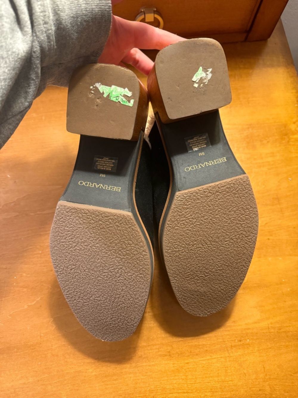 Bernardo Black Suede Faux-Fur Lined Clog Mules - Picture 5 of 5